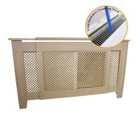 Autres accessoires de décoration MonsterShop Cache Radiateur Ajustable à Motif Grillagé en MDF Naturel 1400mm - 1920mm