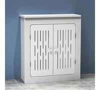 Cache Radiateur Ajustable Tablette de Radiateur avec 2 Portes Lattes Verticales Moderne Quatre Côtés pour Maison Bureau(50x50x25cm/20x20x10in)