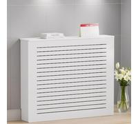 Cache-radiateur avec étagère - Armoire en bois blanc, housse de chauffage moderne pour dissimuler les radiateurs disgracieux pour le salon, design grille à persiennes