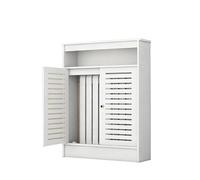 Cache-radiateur avec grille à persiennes, housse de chauffage et organisateur de rangement, étagère décorative avec 2 portes pour salon et salle de bain, 100 cm x 25 cm x 100 cm