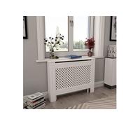 vidaXL Cache-radiateur MDF 112x19x81,5 cm – Fonction décorative et espace de rangement – Blanc