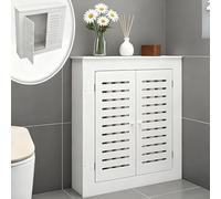 Cache-radiateur blanc avec 2 portes, armoire chauffante verticale moderne et étagère de rangement pour salle de bain, salon et maison, 90 cm x 80 cm x 15 cm