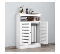 Cache-radiateur blanc avec étagère de rangement - Armoire en bois à 2 portes, housse décorative moderne pour salon, chambre à coucher, bureau (L x H x P) : 70 x 90 x 25 cm