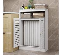 Cache-radiateur Blanc en Bois Moderne, Anti-brûlure et Isolant Thermique, Design Moderne, Cache-tuyaux encombrés, Rangement supérieur, Cache-radiateur de Table(50 * 90 * 25cm/19.7x35.4x9.8in)