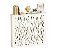 Cache-Radiateur Blanc MDF Grille Lamelles Radiator Cover Meuble Chauffage Étagère Salon Couverture Radiateur Bois Décoratif Armoire Chauffage Chauffage Pour Chambre Entrée Couloir Maison(60x70x15 cm)