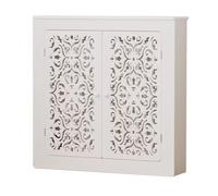 Cache-radiateur Blanc Meuble Dissimulateur de Chauffage au Sol À Double Porte Ajourée Assemblage À Tenon et Chalumeau Etagere Radiateur Permet de Masquer Les Tuyaux Apparents(50x15x70cm)