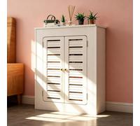 Cache-radiateur blanc moderne avec étagère rangement & portes protection | Portes à lames, rangement gain de place, assemblage sans outils(27.6Lx31.5Hx10D")