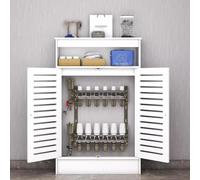 Cache Radiateur Bois,Couvercle Radiateur Blanc,Housse De Radiateur Avec Grille Anti-brûlure,Organiseur Maison De Chauffage Étagère Supérieure En Bois Pour La Maison Et Le Salon(L90xH90xT25cm)