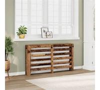 vidaXL Cache radiateur Bois d'ingénierie 149x20x82 cm design moderne à lattes Marron Marron G