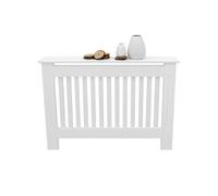 Cache-Radiateur Chauffage Moderne - 112x19x82cm - Blanc Etagère en Bois MDF