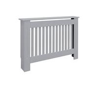 Cache-Radiateur Chauffage Rustique 112x19x82cm Gris Etagère en Bois MDF Housse