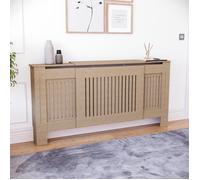 Cache-radiateur Chelsea, taille ajustable, à lamelles modernes, en MDF, brut, L 140-204 x P 20,5 x H 82 cm