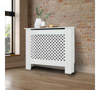 Cache-radiateur couvercle chauffage en MDF motif nid d'abeille 78x19x82 cm blanc