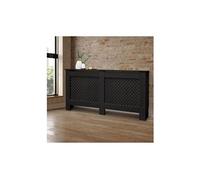 Cache-radiateur couvercle chauffage mdf motif nid d'abeille 152x19x82cm noir