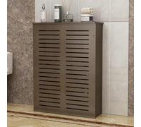 Cache Radiateur, Couvercle de radiateur en Bois, cache-radiateur moderne avec grille à lattes horizontales en MDF effet chêne, pour Le Chauffage de la Maison ou du Bureau(70*70*20cm/27.6*27.6*7.9in)