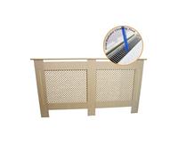 MonsterShop Cache-radiateur en MDF naturel motif grillagé 151,5x82x18,8 cm - Kit fixations inclus