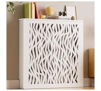Cache-radiateur décoratif, cache-radiateur moderne à lattes avec étagère, horizontales, grille de ventilation respirante for salon, chambre et couloir(90x90x20cm)
