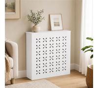 Cache Radiateur Design Console Radiateur Blanche Meuble Chauffage Décoratif | Motif Ajouré Travaillé Avec Tablette Supérieure Large Finition Moderne Pour Salon(70x15x70cm)