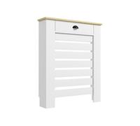 HOMCOM Couvercle de radiateur, cache radiateur, grille à lattes horizontales, avec tiroir, pour salon, chambre à coucher, couloir, en bois, 78 x 19 x 95,5 cm, blanc