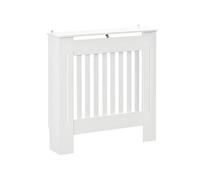 HOMCOM Cache-radiateur Couverture Radiateur 78L x 19l x 81H cm Blanc | Grille d'aération Verticale à Lattes, En Bois