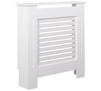 Cache-radiateur design WL5.744 Blanc mat laqué 78 x 82 x 19 cm | Petit cache-radiateur | Couvercle de radiateur à lamelles en bois | Chauffage