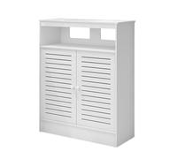 Cache-radiateur élégant blanc, petite grille à persiennes, armoire en bois pour la maison, conçue pour dissimuler les tuyaux encombrés