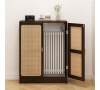 Cache-radiateur En Bambou À Panneau Tressé, Double Porte Couverture Radiateur Design Moderne À Lattes Ventilation Améliorée, Installation Sans Perçage, Cadre Renforcé(80x50cm/31.4x19.6in)