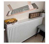 Cache-radiateur en bois blanc avec supports 180 cm, 150 cm, 140 cm, 130 cm, 120 cm, 100 cm, 90 cm, 70 cm, 60 cm, 50 cm de long, étagère flottante pour salon, cuisine, balcon, salle de bain