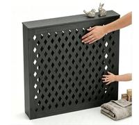 Cache Radiateur en Bois Composite avec Tablette Étagère, Meuble Ajouré | Assemblage Rapide Tenon-Mortaise, Panneau Imperméable pour Salon et Chambre(Noir,W61 x H61 x D21 CM)