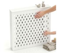 Cache Radiateur en Bois Composite avec Tablette Étagère, Meuble Ajouré | Assemblage Rapide Tenon-Mortaise, Panneau Imperméable pour Salon et Chambre(Blanc,W102 x H82 x D21 CM)