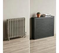 Cache Radiateur en Bois d'Ingénierie avec Étagère Supérieure, sans Perçage | Cache Radiateur Blanc, 78x19x82 Cm, 112x20x92.5 Cm, 145x18x90.5 Cm, Étagère Rangement(Noir,W60 x H70 x D20 CM)