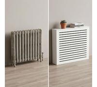 Cache Radiateur en Bois d'Ingénierie avec Étagère Supérieure, sans Perçage | Cache Radiateur Blanc, 78x19x82 Cm, 112x20x92.5 Cm, 145x18x90.5 Cm, Étagère Rangement(Blanc,W72 x H82 x D16 CM)