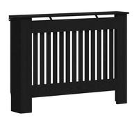 vidaXL Cache-radiateur Chêne Noir 112×19×81,5 cm Bois d'ingénierie, lattes verticales, sécurité enfant