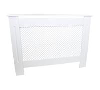 Cache-radiateur en bois MDF peint en blanc - Grille treillis moderne - Pour meubles de maison - Étagère moyenne - 1115 mm
