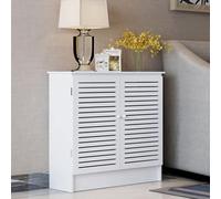 Cache-radiateur en MDF - Armoire chauffante élégante avec 2 portes, design creux pour un rangement respirant au sol, parfait pour la décoration de la maison et des solutions peu encombrantes
