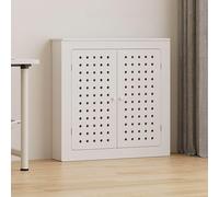 Cache-radiateur en MDF avec grille à persiennes et étagère, 90 x 90 x 15 cm | Meuble chauffant décoratif moderne avec porte et étagères ajourées, s'intègre parfaitement dans les salons et les chambres