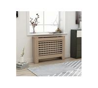 vidaXL Cache-radiateur Design à lattes en MDF brun 112x19x81 cm