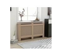 Cache-radiateur en MDF brun - - 152x19x81 cm - Design moderne à lattes