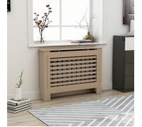 vidaXL Cache-radiateur Design à lattes en MDF brun 112x19x81 cm