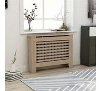 Cache-radiateur en MDF brun - vidaXL - 112x19x81 cm - Design à lattes Marron G