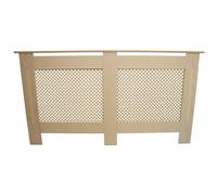 Cache Radiateur en MDF Naturel Motif Grillagé 151,5 cm L x 82 cm H x 18,8 cm P Décoration Intérieur [Kit de Fixations INCLUS]