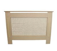 Cache Radiateur en MDF Naturel Motif Grillagé 111,5 cm L x 82 cm H x 18,8 cm P Décoration Intérieur [Kit de Fixations INCLUS]