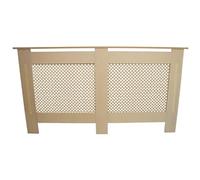 MonsterShop Cache-radiateur en MDF naturel motif grillagé 151,5x82x18,8 cm - Kit fixations inclus