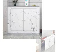 Cache-radiateur en PVC épais et bois et plastique, armoire chauffante 3/4 côtés avec 2 portes, rangement élégant pour décoration de tuyau, 80 x 70 cm