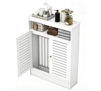 Cache-radiateur en PVC pour la Maison, Cache Radiateur avec Porte | Avec Étagère de Rangement, Résistant a L'eau, Convient pour L'entrée, la Salle de Bain et le Salon(50x20x90cm/20x8x35in)