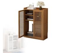 Cache-radiateur et Armoire de Rangement pour Routeur WiFi,Multiprise Et Organiseur Gestion des Câbles,Boîtier Modem sur Pied Bureau À Domicile avec Ventilation Cordon,Marron,23.2" W×9.8" D×32.2" H
