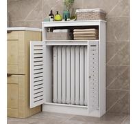 Cache-radiateur, étagère de salle de bain, meuble bas, meuble cache-radiateur, étagère à grille persienne pour le rangement, organisateur de chauffage avec 2 portes pour le salon et la chamb