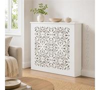 Cache Radiateur Étroit Blanc, Meuble Chauffage Décoratif | Panneau Ajouré Motif Fleur Avec Style Minimaliste Et Ventilation Naturelle Pour Maison Moderne(White,L50xH80xD20cm)