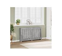vidaXL Cache-radiateur 852747 – gris béton 149x20x82 cm, bois d'ingénierie, avec bouchon