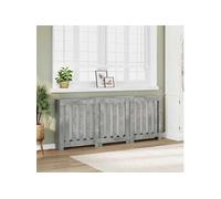 vidaXL Cache-radiateur 852765 – bois d'ingénierie 205×21,5×83,5 cm avec bouchon – gris béton